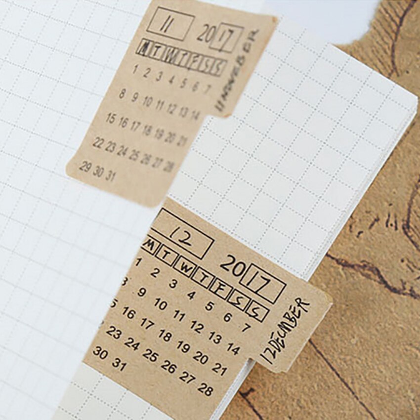 2 vellen/set kalender index sticker datum label handgeschreven blanco notitieboek briefpapier classificatie kalender schema
