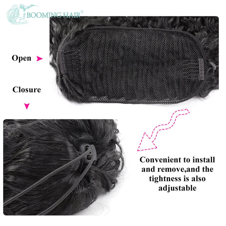 Coletero de onda larga de agua extensiones de cabello con Clip, pelo sintético, cola de caballo de 32 pulgadas