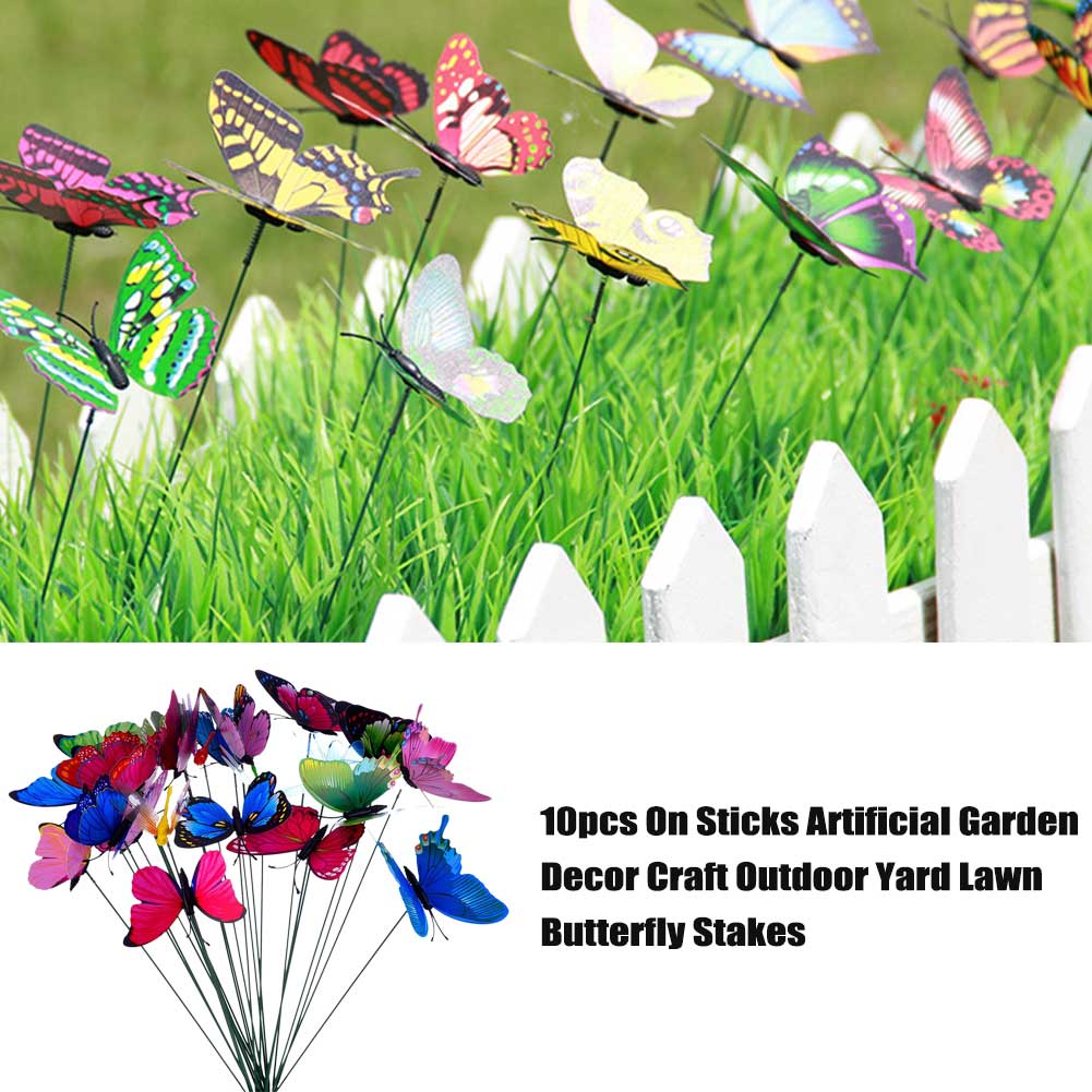 10 stuks tuindecoratie, terrasversiering, vlinderstokken, feestbenodigdheden op stokjes, bloempotten, tuindecoratie, buitenplaats voor planten.