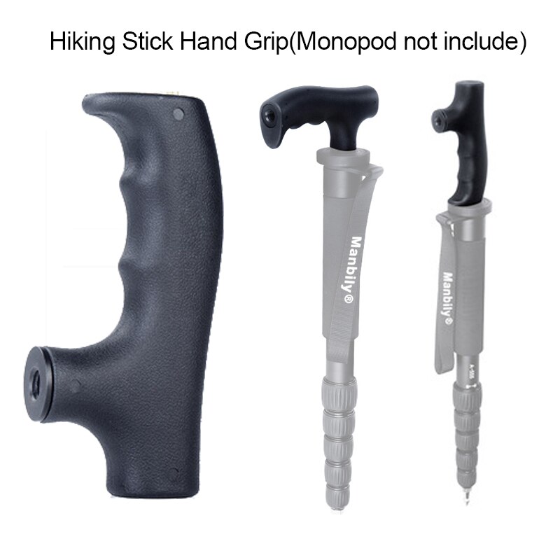 Accessories: steel foot, screw spikes, hiking stick grip, 3/8 -inch rubber feet, pads, waist bag, hanging for monopod/tripod.: Hiking stick grip