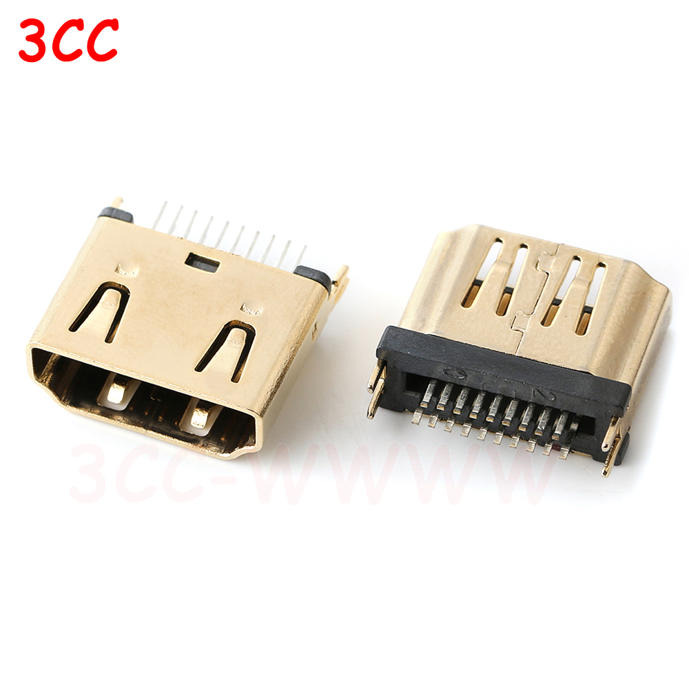 5pcs HDMI HD Interface Connector SMD 19 Pin 19P 20P Vertical HDMI Male Female Plug Socket Surface Mound PCB Receptacle Repair