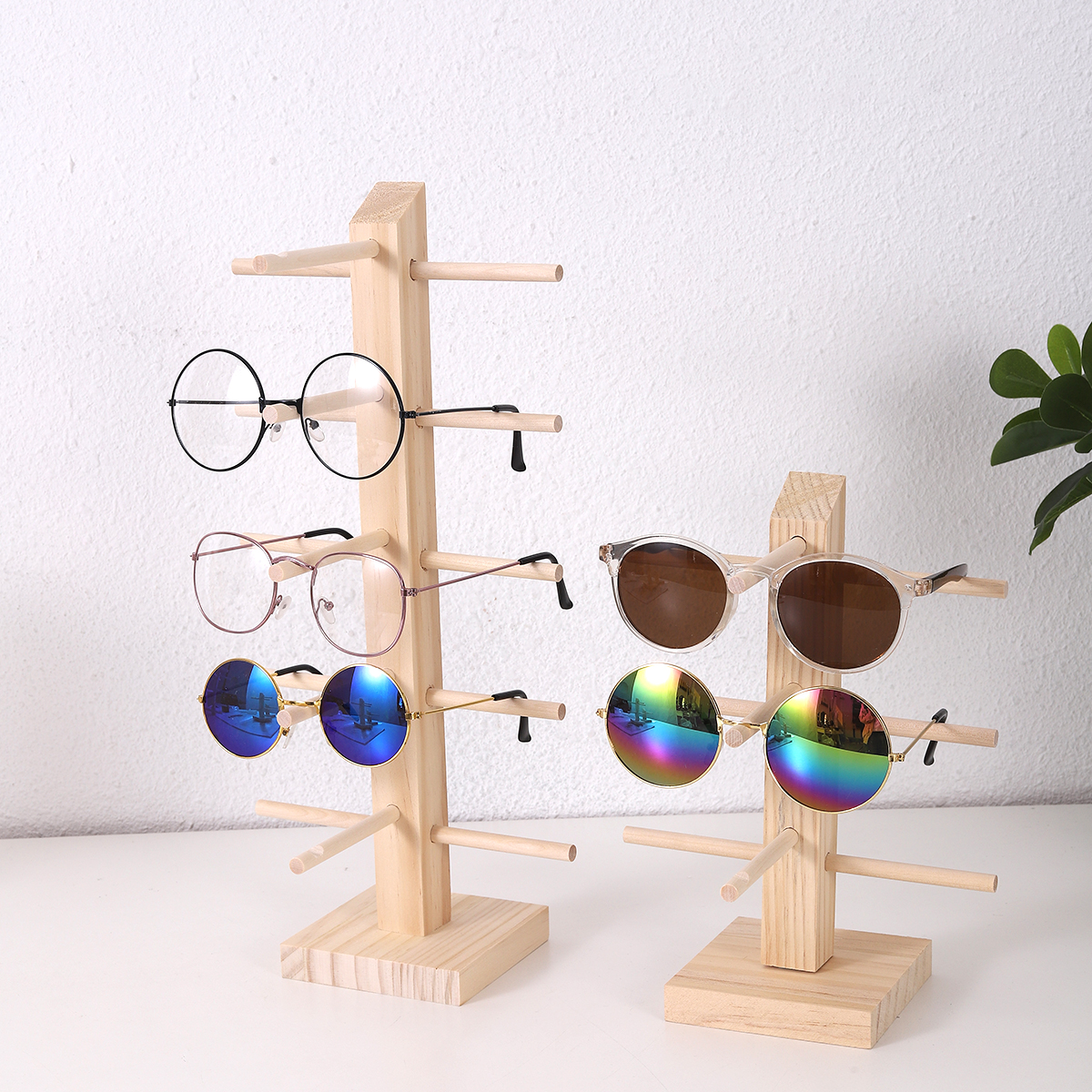 Estantes de exhibición de gafas de sol de madera multicapa, soporte de exhibición para gafas, soporte de joyería para múltiples pares, escaparate de gafas para mujer