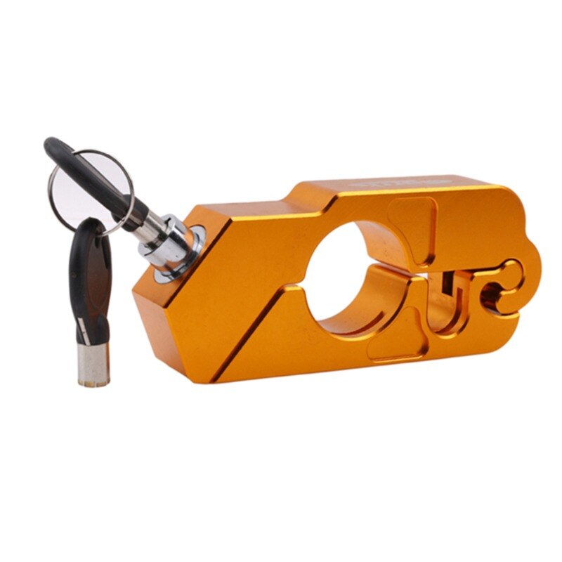 Motorcycle Handlebar Lock Handlebar Brake Handle Solid Lock Imitating Steal Lock Pull Rod ATV Dirt Street Bikes Anti Theft: golden 2