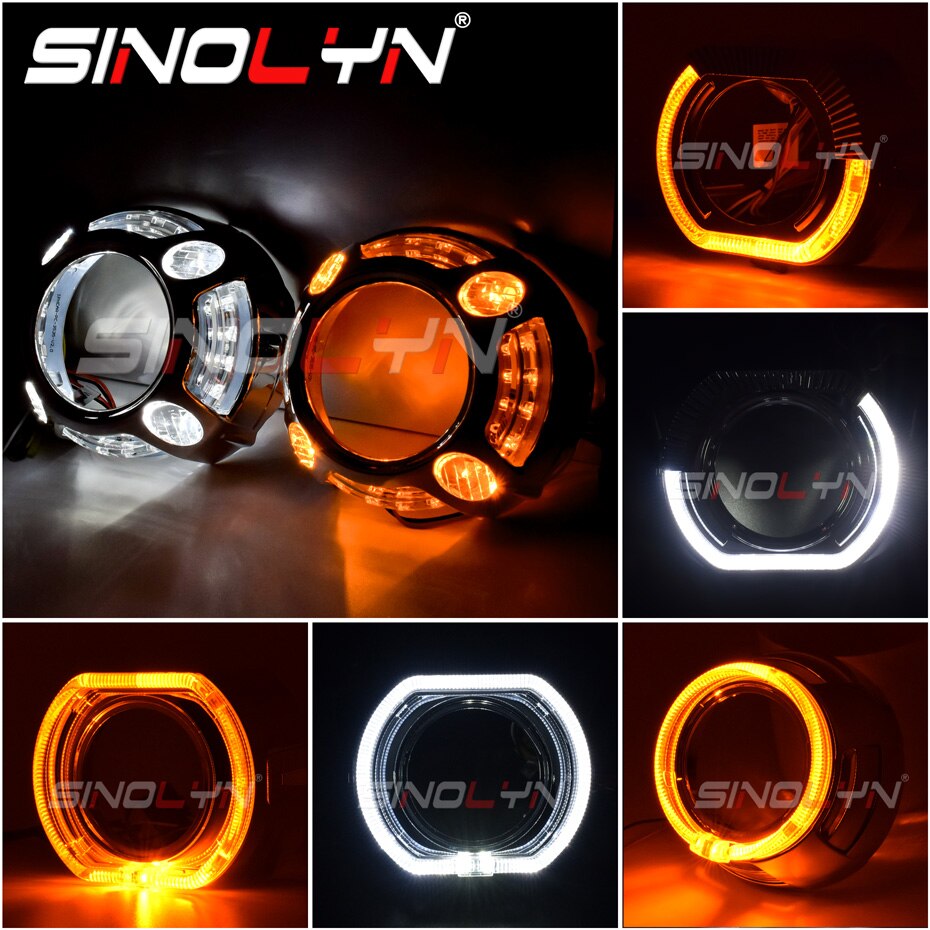 Sinolyn 2.5/3,0 LED Winkel Augen Blinker Wanten schalten Lünette Für Scheinwerfer Objektiv Hella 3R G5/Koito q5/WST Projektoren Objektiv
