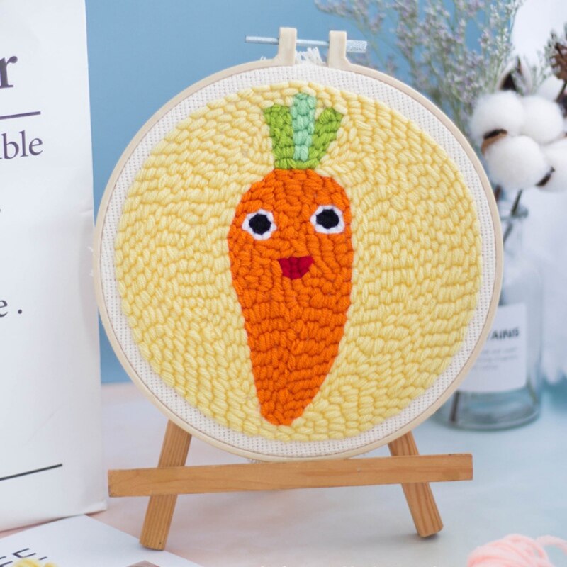 Punch Needle Embroidery Kit with Hoop Needlework Wool Work Beginner-Friendly Sewing Kits Handmade Embroidery Starter Kit DIY