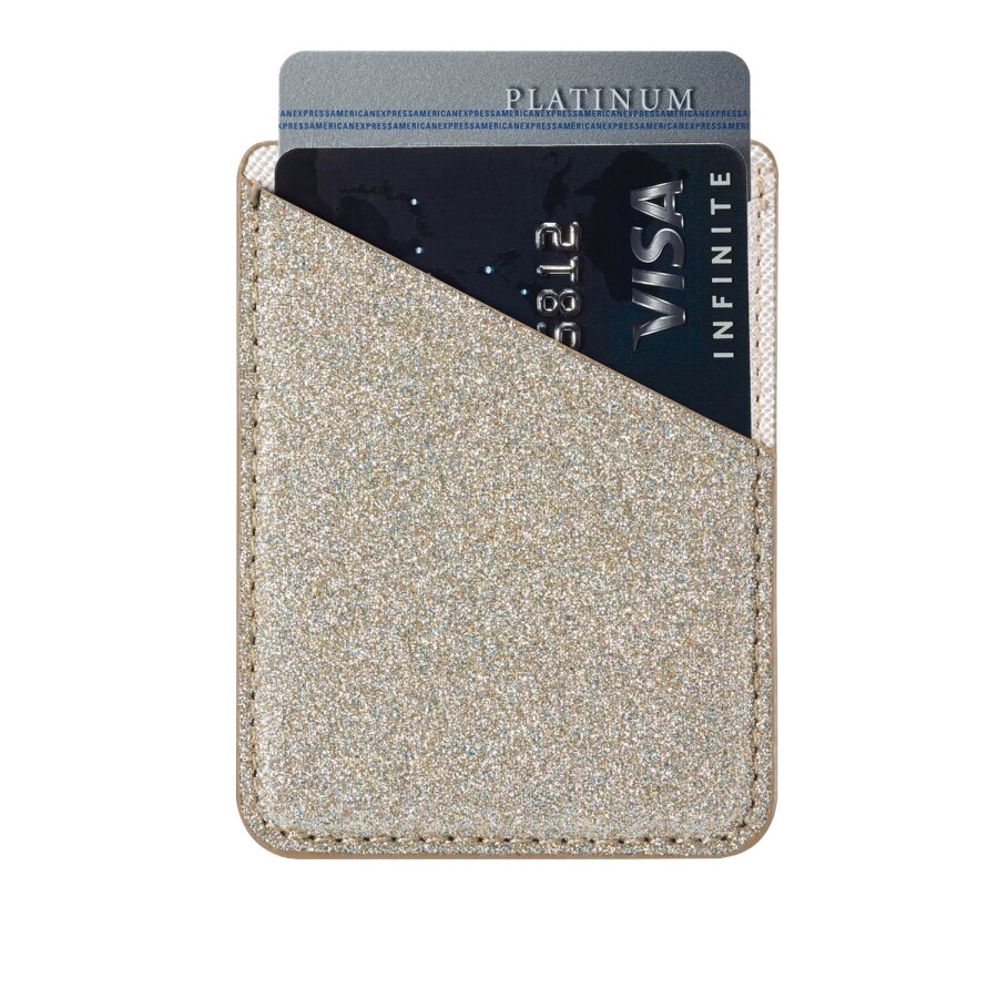 Lijm Mobiele Telefoon ID Credit Card Holder Vrouwen Mannen Sticker Pocket Glitter Wallet Case Kaarthouder Fit Meest Telefoon Tas pouch