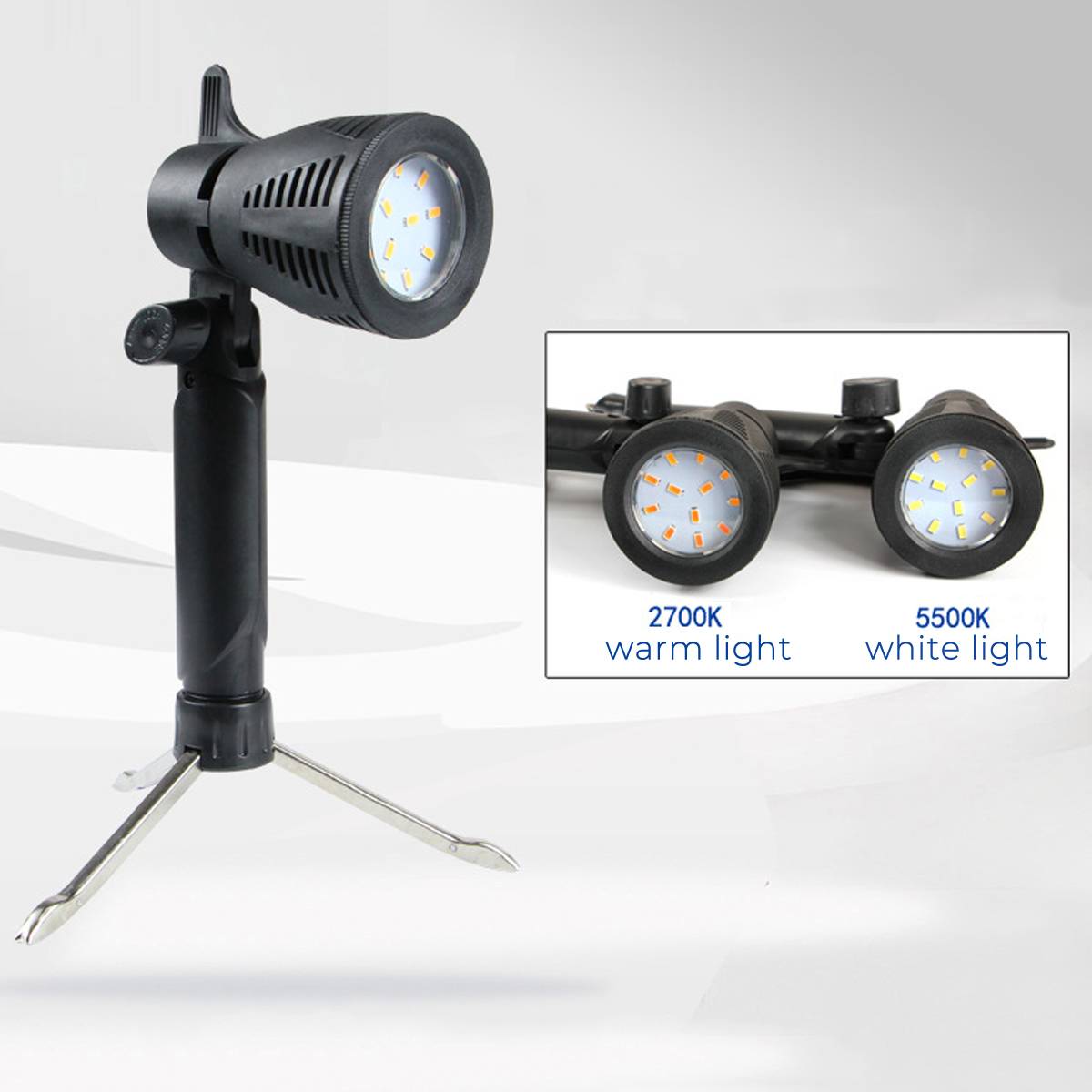 Hvidt varmt lys 6w led fotografering fotostudie lys lampe kamera softbox stativ stand pære til lys telt 5500k/2700k