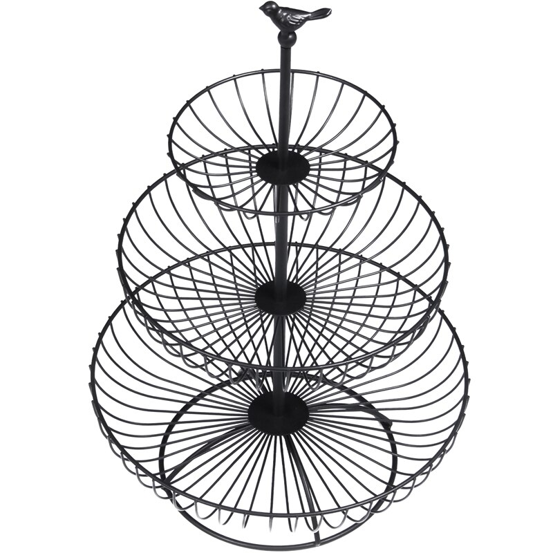 Metalen fruitmand, ijzerdraad fruitmand, fruitkommen, fruit- en groenteopslagmand met golfvorm ontwerp voor keuken- decoratief aanrecht middenstuk (zwarte halve cirkel