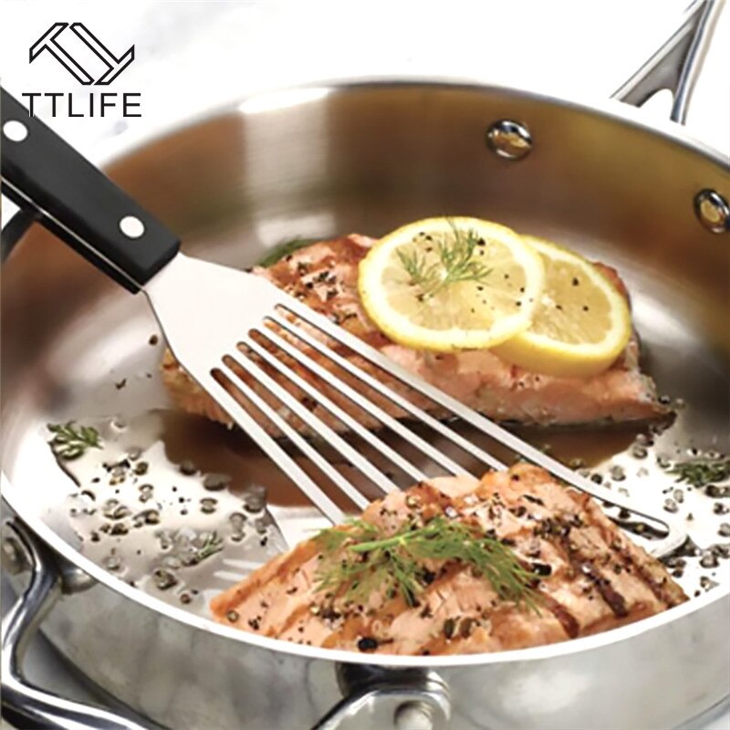Ttlife rustfrit stål slidsed turner køkken madlavningsværktøj spatel stegt skovl æg fisk stegepande drejere kogegrej