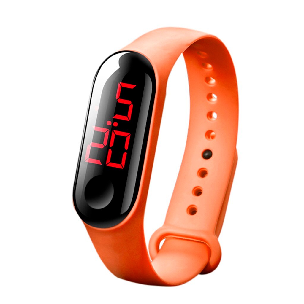 Men Women Sport Watch Digital LED Pedometer Run Step Walking Distance Calorie Counter Watch Bracelet Waterproof Watches: Orange