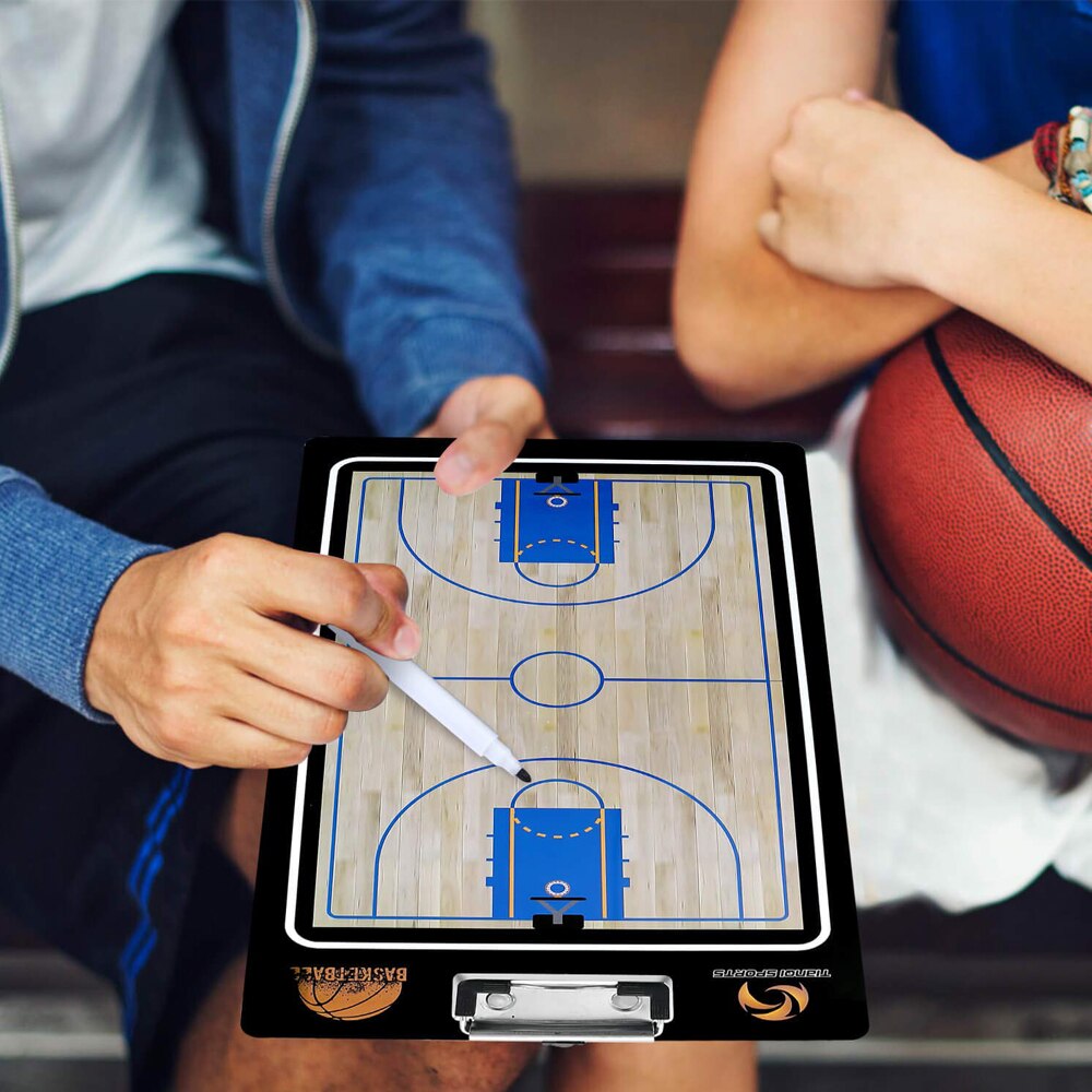 Basketball Coaching Board - Double-Sided Dry Erase with Marker - Tactical Playbook for Coaches