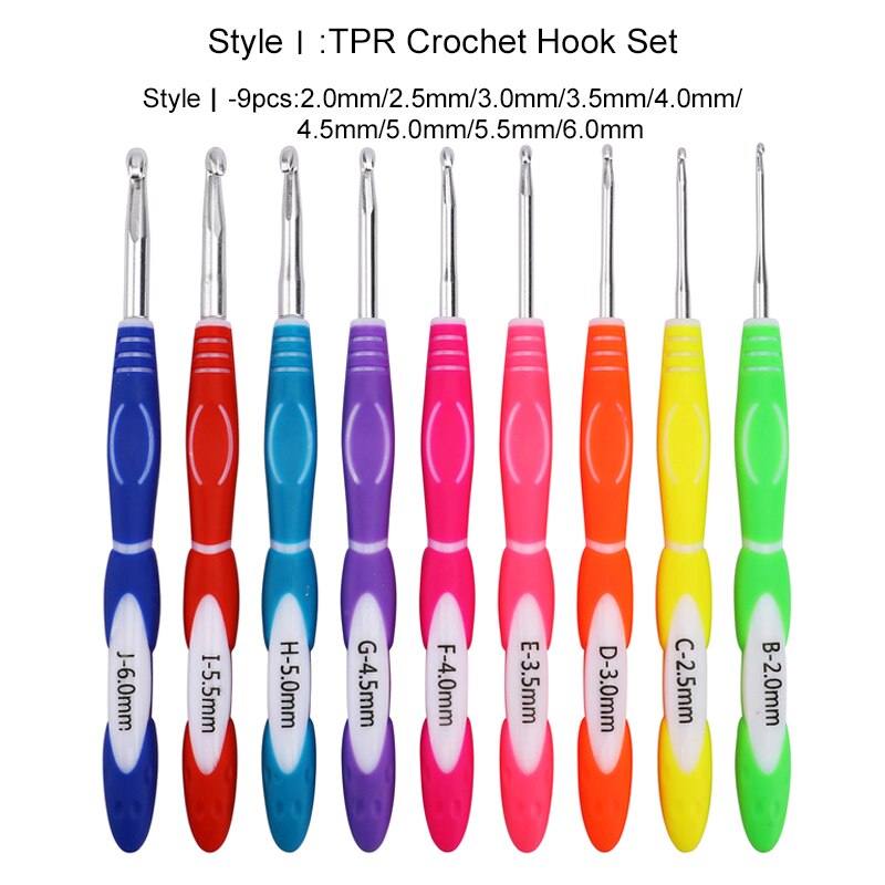 Premium Colorful Crochet Hook Set Soft Ceramic Mix Color Crochet Needles Home DIY Knitting Needles Sewing Tools: Style I-9pcs