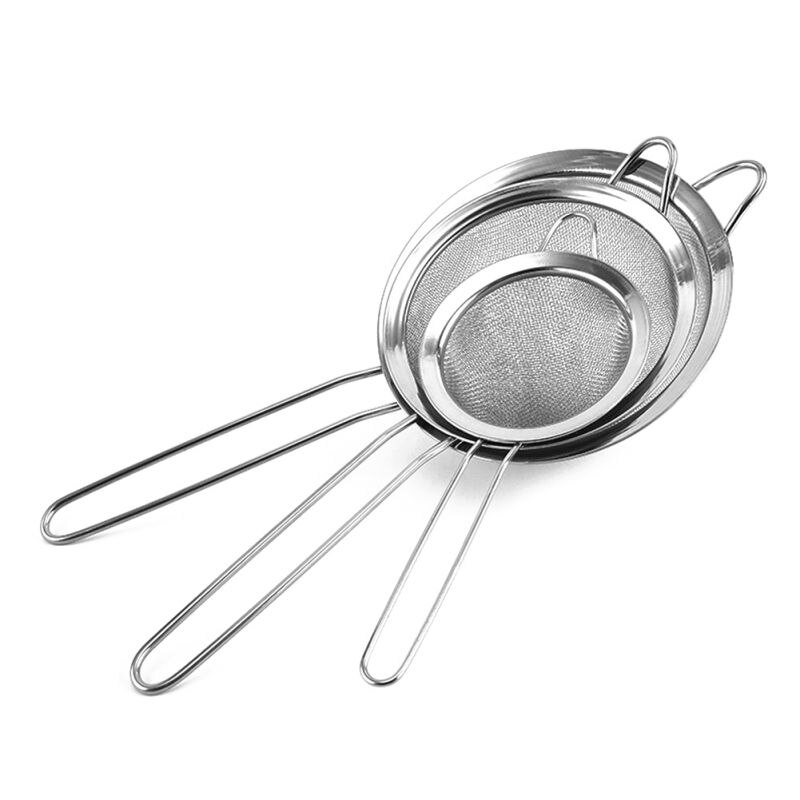 Kjøkken matlagingsverktøy 304 rustfritt stål kjøkken mel sil håndholdt skjerm netting sil mel sil olje sil dørslag 1