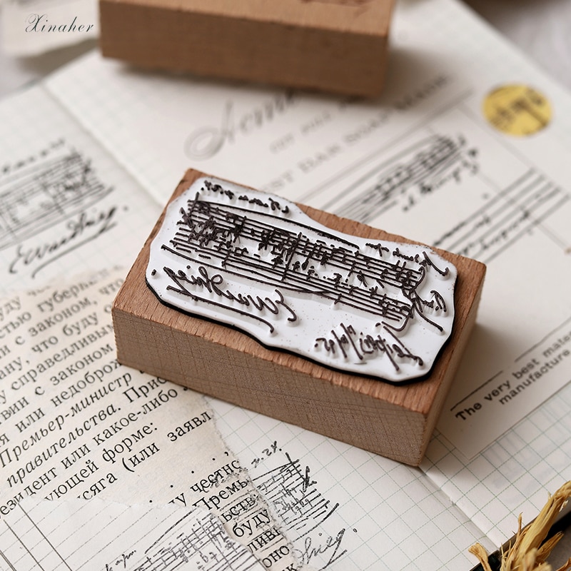Vintage Music notes stamp DIY wooden rubber stamps for scrapbooking stationery scrapbooking standard stamp
