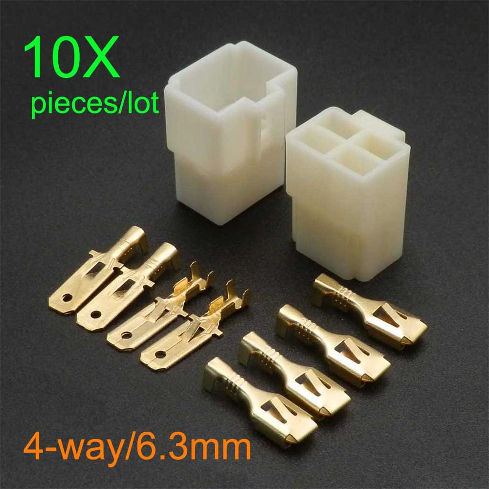 10 Pieces/lot 1 2 3 4 6 8 Way 6.3mm Electrical Multi Plug Connector Terminal Block Pin Wiring: 4-way X10 pieces