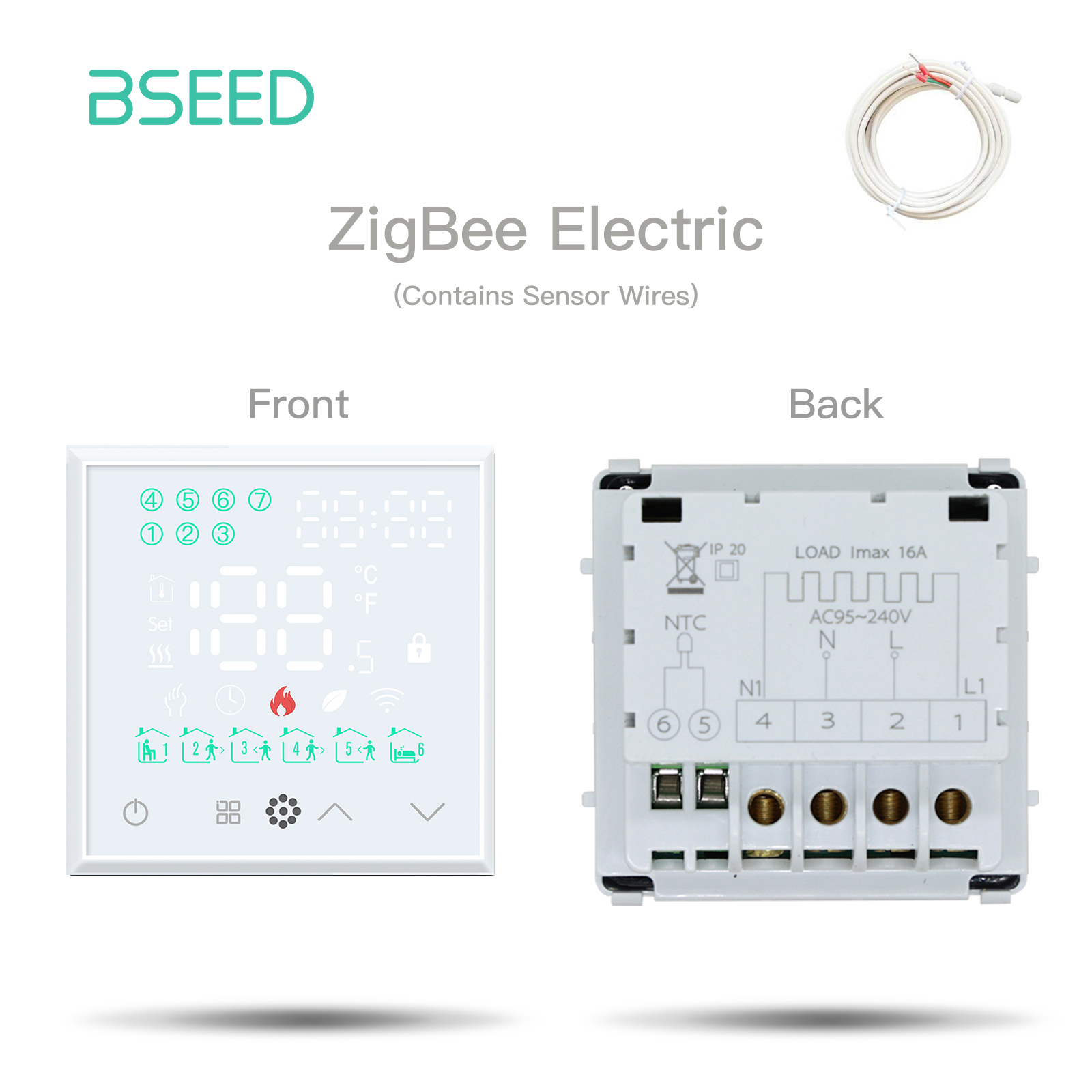 BSEED Touch Screen Electric Floor Heating Water Boiler Room Thermostat Module Part ZigBee Alexa Temperature Controller APP: Blue
