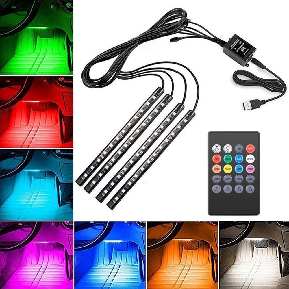 LED Ambient Light Car Accessories Interior Light Car Styling Decorative LED Ambient Light Music Control Practical: 12 LED