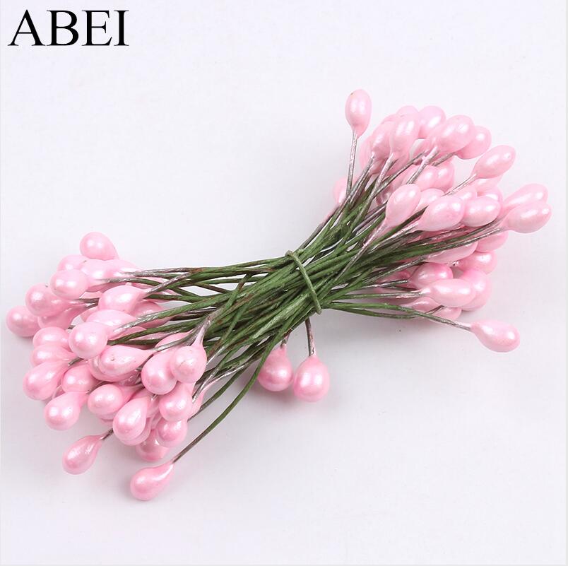 100 stk/parti 4mm perler blomst stamen pistill blomster bryllupskake boks dekorasjon diy kunstig blomst scrapbooking kort tilbehør