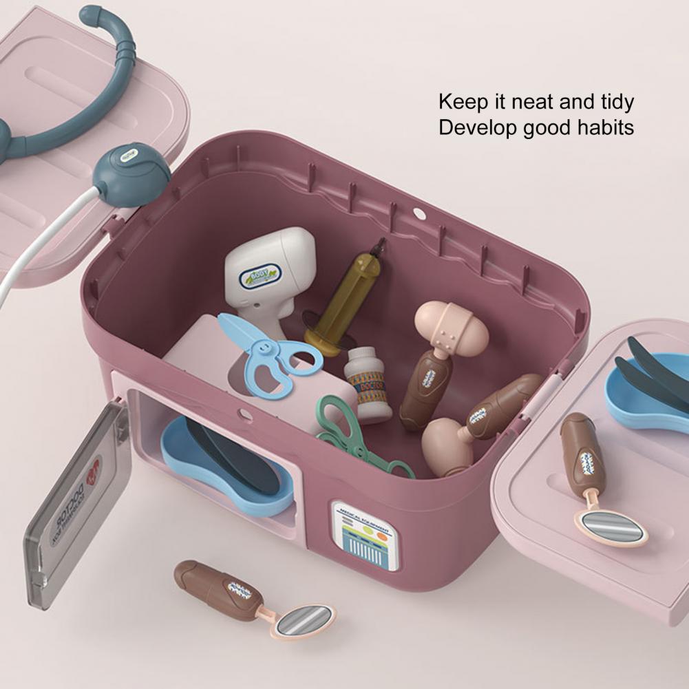 18Pcs/Set Pretend Play Toy Fully Equipped Long Lifespan Plastic Medicals Suitcase Pretend Play Toy for Household