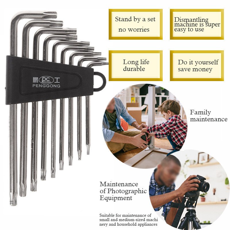 L-shaped Hex Wrench Combination Set Hex Allen Key L Wrench Set Torque Long Metric Hand Tools Mechanical Appliance Repair Tool