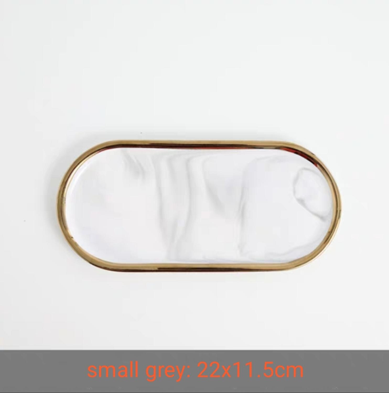 Glass Makeup Brushes Holder Make up Organizer Table Cosmetic Brush Bottle Jewelry Storage Box Ornaments Tray: small grey tray