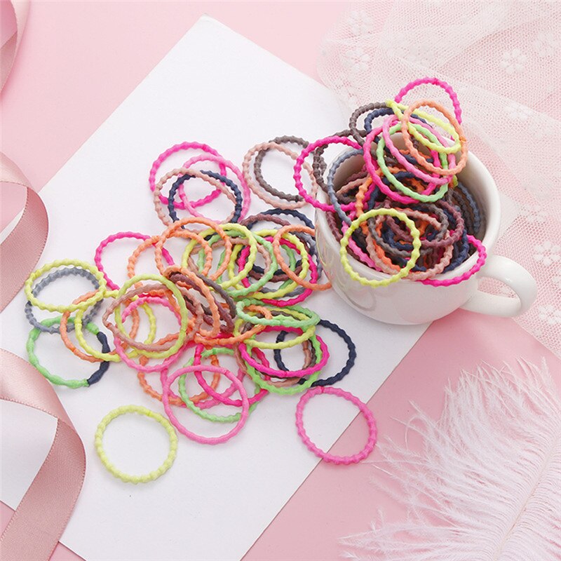 50 Stks/partij 3 Cm Vrouwen Meisjes Elastische Haarband Kleurrijke Hair Ties Touwen Scrunchy Paardenstaart Rubberbands Tie Gum Accesorios