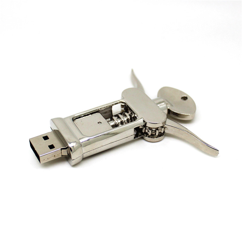 Mode Metalen Rvs Pen Drive Wijn Flesopener Usb 2.0 Pendrive 4Gb Usb Flash Drive 8Gb 16gb 32Gb 64Gb Memory Stick