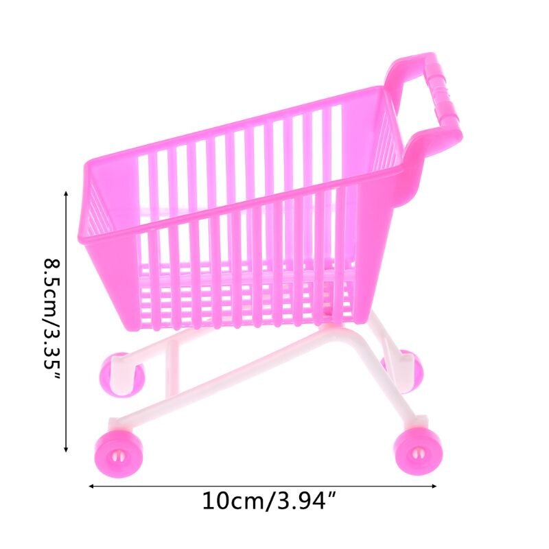 Doll Shopping Cart Plastic Cute Miniature Mini Supermarket Storage Hand Pretend Toys Dollhouse Trolley Simulation Play Toy