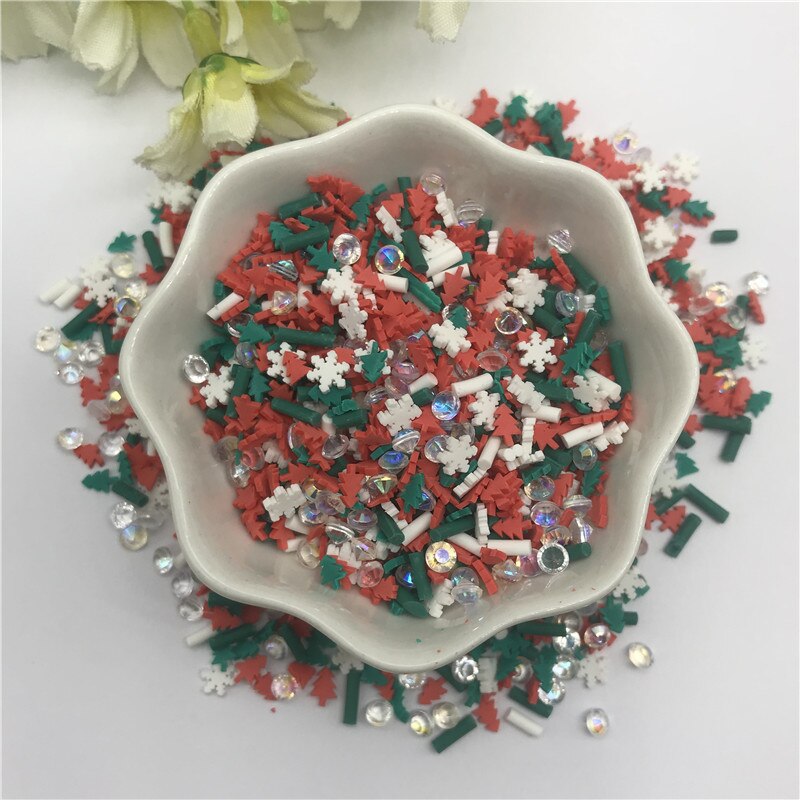 20G Christmassnow En Boom Mixfor Hars Diy Benodigdheden Nagels Art Polymer Clear Clay Accessoires Diy Pailletten Plakboek Shakes Craft