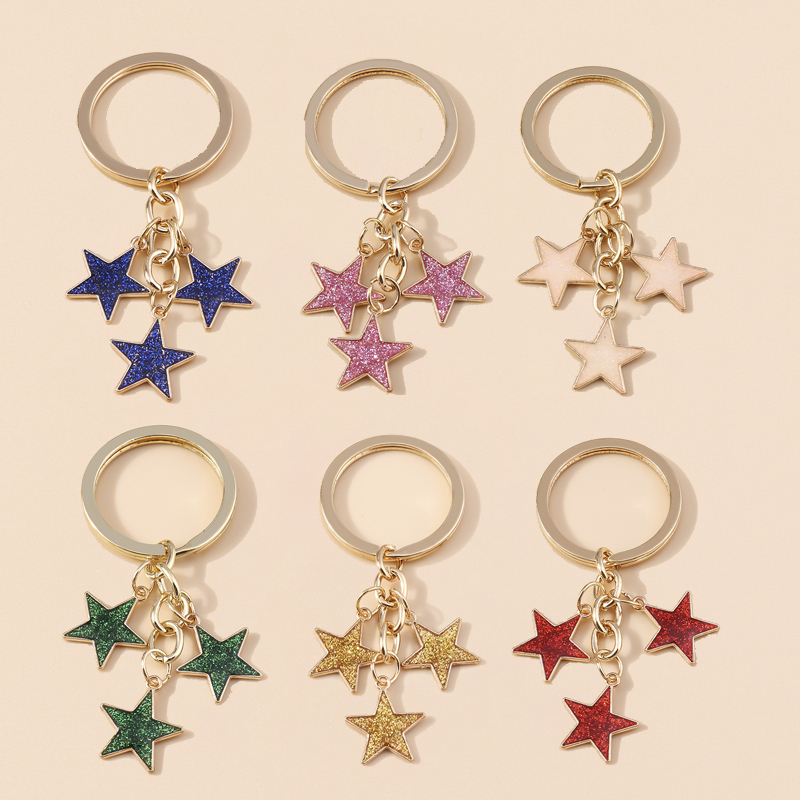Bonito llavero esmaltado con forma de estrella y lentejuelas, dijes para mujer y niña, llavero con colgantes, llavero de coche, bolso, decoración, de joyería