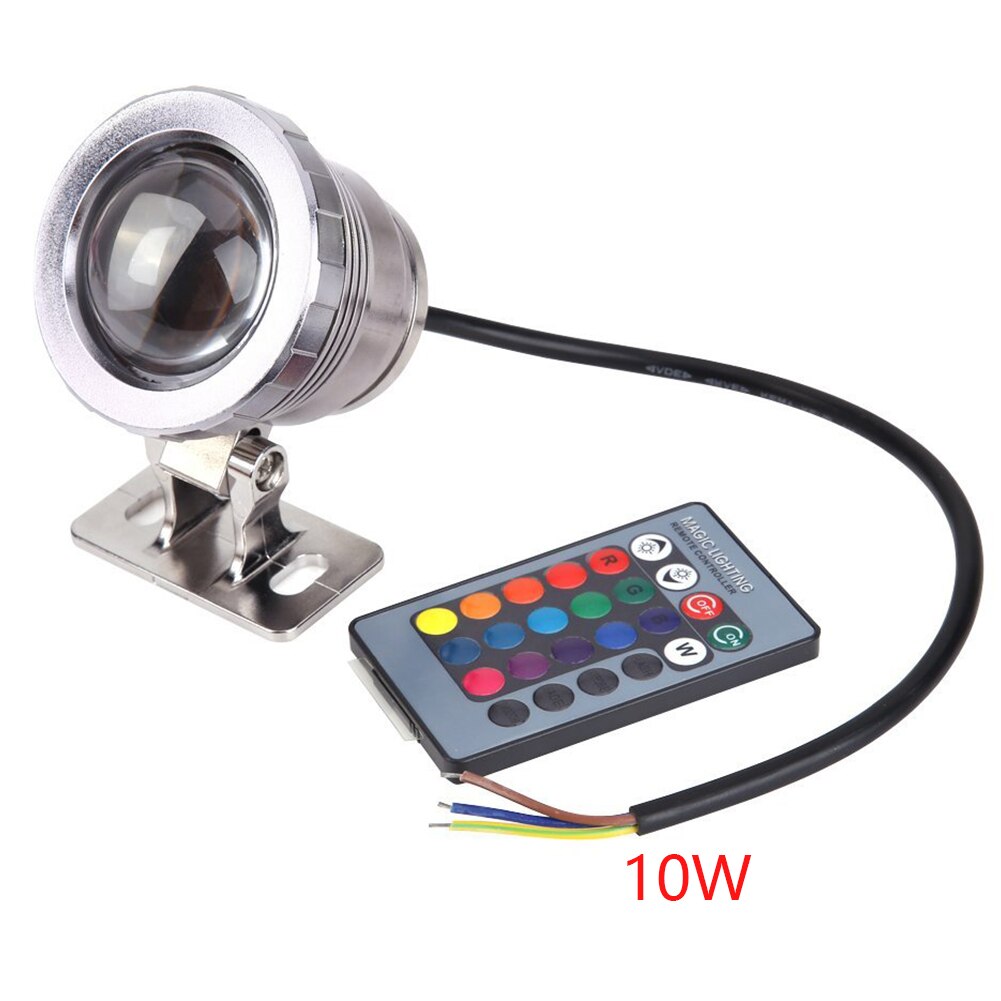 10W Waterproof RGB Pool Pond IP65 Waterproof UV Lamp Underwater Light Remote Control Aquarium: Silver
