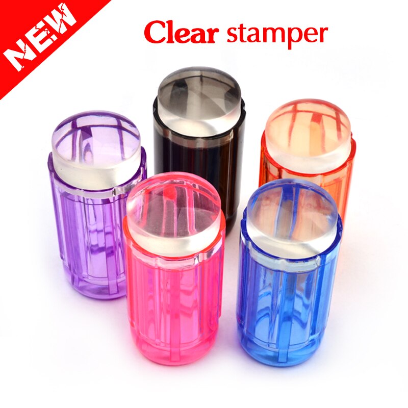 Estampador de uñas de silicona transparente, Kit de rascador de de esmalte, herramientas de estampado de uñas, Color caramelo, 2,8 cm