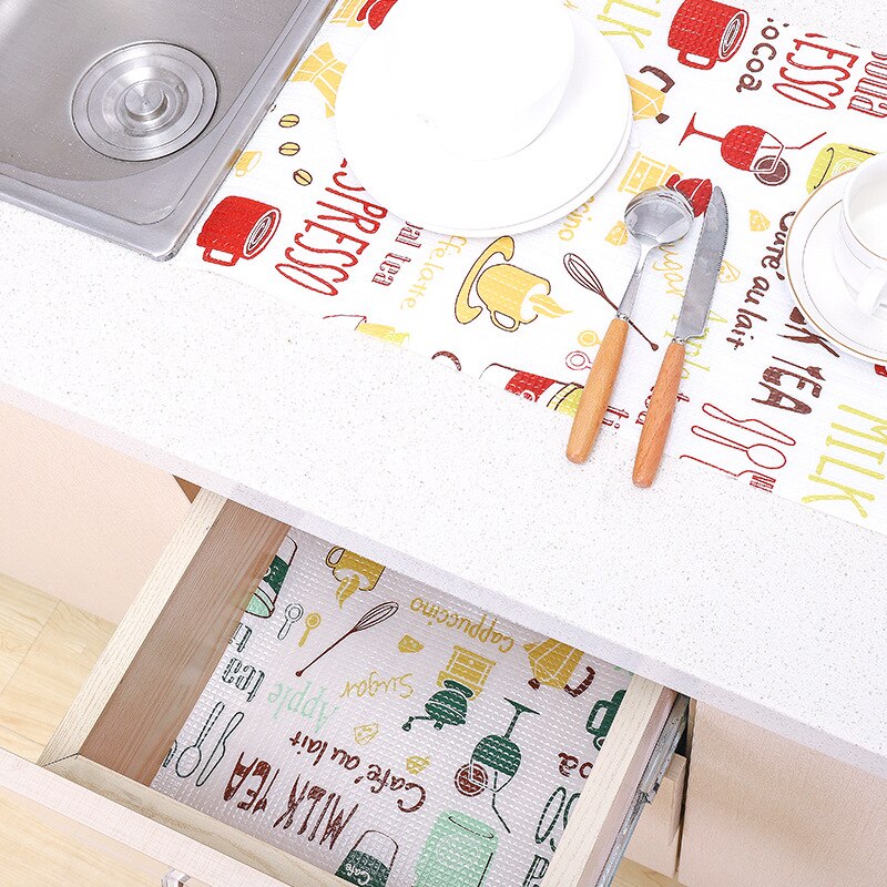 1 Roll Kitchen Table Mat Sticker Drawers Cabinet Shelf Liners Flamingo Cupboard Placemat Waterproof Oil proof Shoes Cabinet Mat
