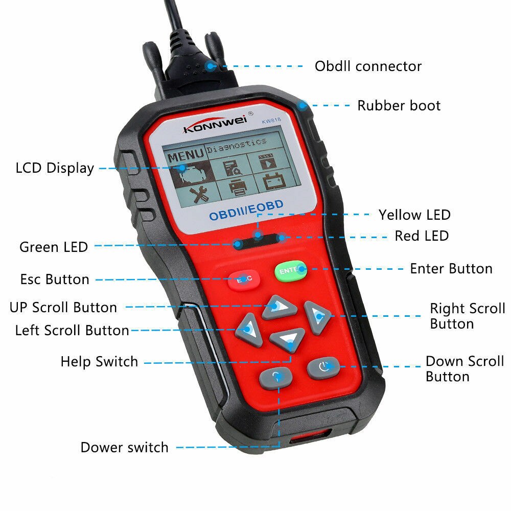 KW818 OBD2 OBDII EOBD CAN Auto Code Reader Scanner Car Engine Diagnostic Tool Check Engine Car Code Reader Tool