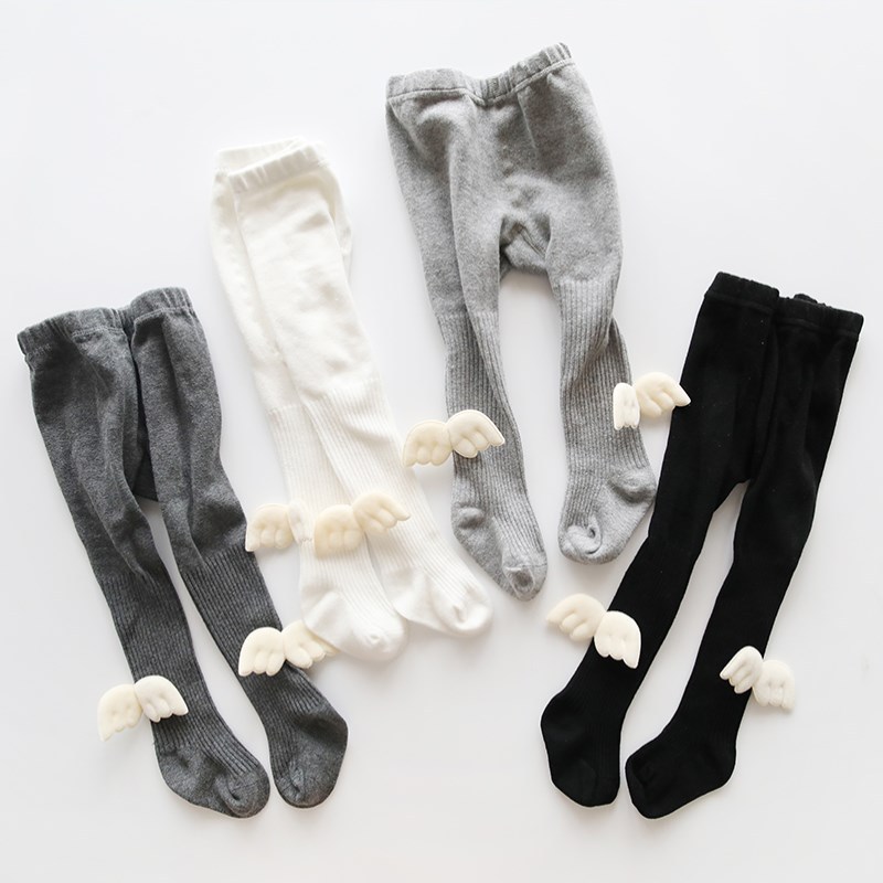 Mise au point 0-8Y automne hiver bébé filles collants ange ailes couleur unie câble tricot Leggings doux coton collants