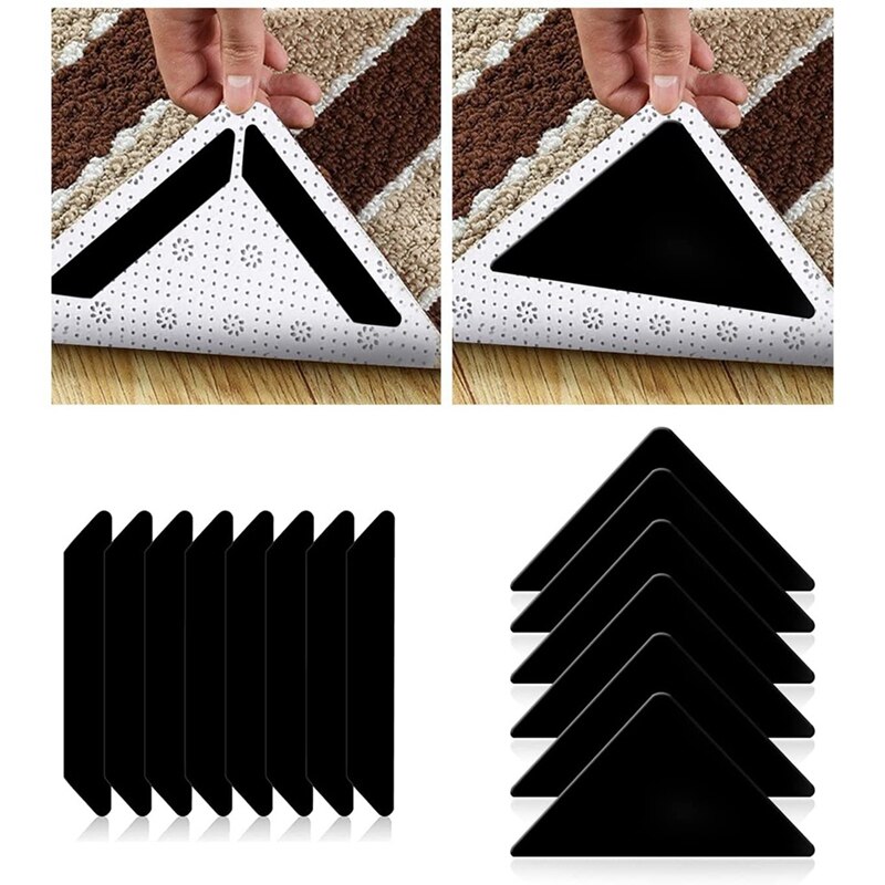 Rug Gripper Tape for Hardwood Floors 14 PCS Non Slip Rug Pads Double Sided Carpet Tape Rug Corner Grippers Washable