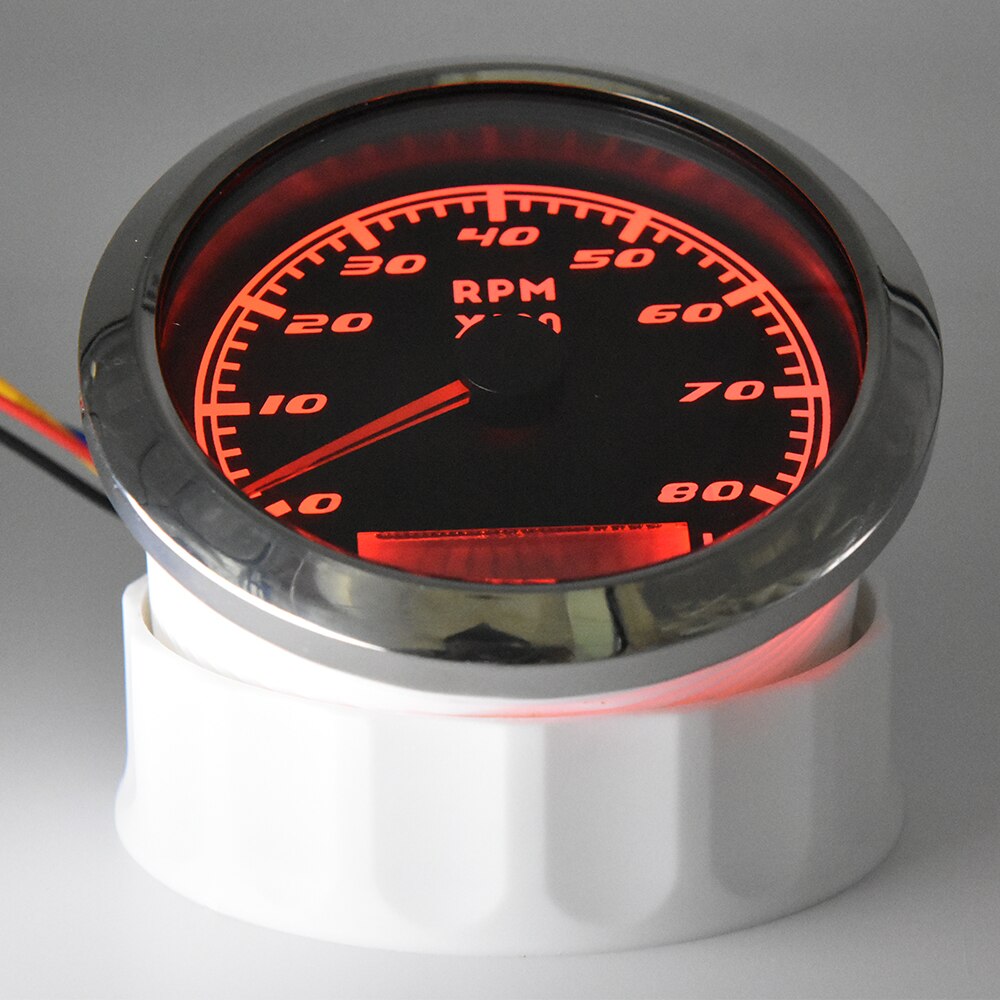 8k 85MM Tachometer Gauge Red Backlight With Hour Universal Waterproof Tacho Meter Tachometer Sensor For Marine Car 9-32V