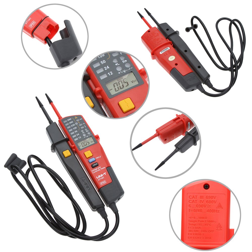 UNIT UT18C Auto Range Voltage and Continuity Tester with LCD/LED