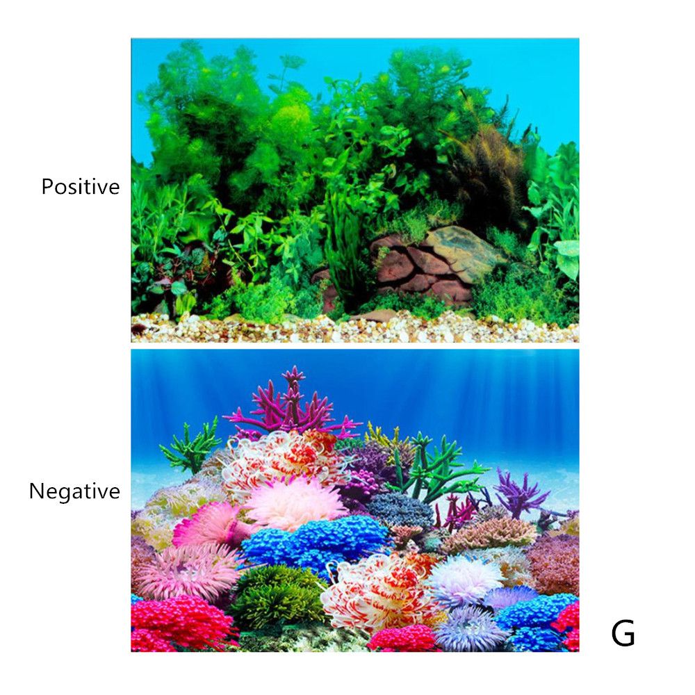 3D Aquarium Sticker Landscape Poster Fish Tank Background Painting Sticker Double-sided Ocean Sea Plants Backdrop Aquarium Decor: G