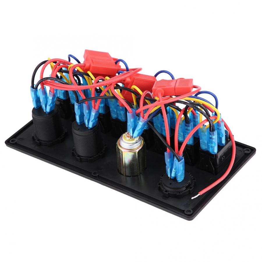 8 Gang Auto Marine Boot Rocker Switch Panel Waterdicht Circuit Digitale Voltmeter Dual Usb-poort 12V 24V Outlet schakelpaneel Circui