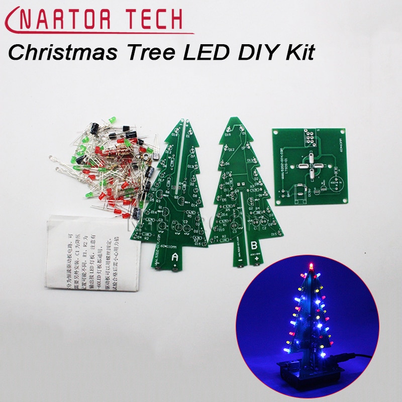 Weihnachten Baum LED DIY Kit Dreidimensionale 3D Rot/Grün/Gelb LED-Blitz Schaltung Teile Elektronische Spaß Suite Weihnachten