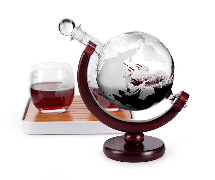 Whisky Decanter Voor Wodka Drank Karaf Loodvrij Whisky Karaf Globe Set Elegante Wijn Glas Zeilboot Innerlijke Wereld Kaart oppervlak