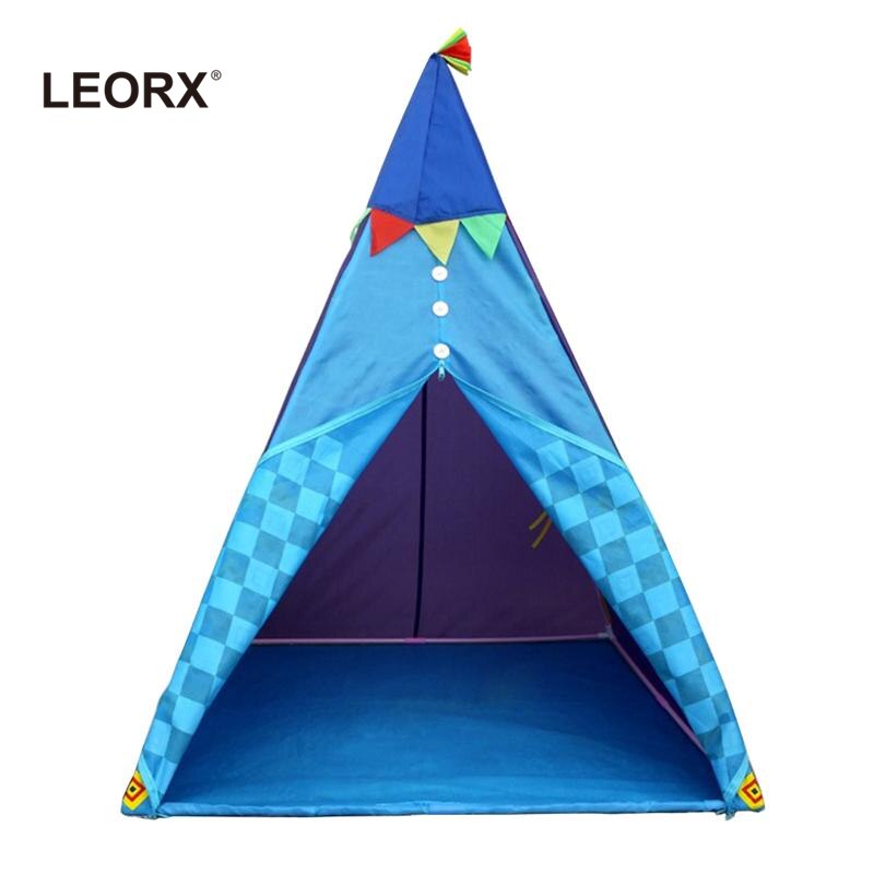 Foldable Kids Teepee Play Tents Indoor Outdoor Portable Playhouse Travel Camping Game Tent for Children (Sky)