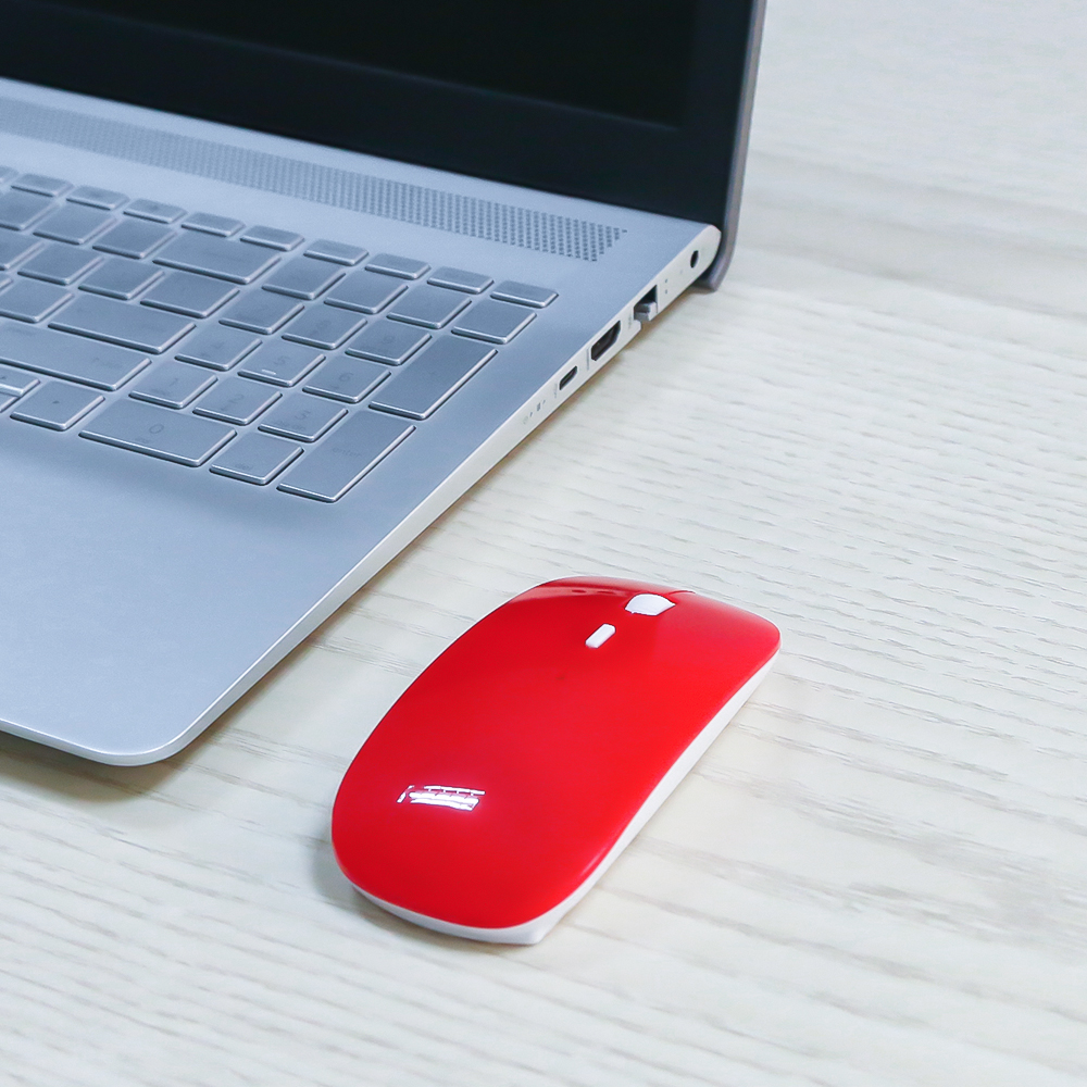 Kebidumei – Mini souris optique de jeu sans fil 2.4GHz, Ultra fine, avec récepteur USB, pour ordinateur Mac, PC portable et de bureau