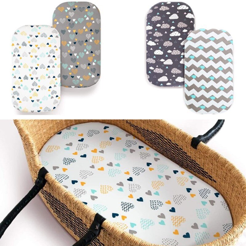 Baby Mozes Mand Blad Matras Verwijderbare Cover Mini Cradle Beddengoed Protector Printing Crib Zorg Veranderende Tafel Pad