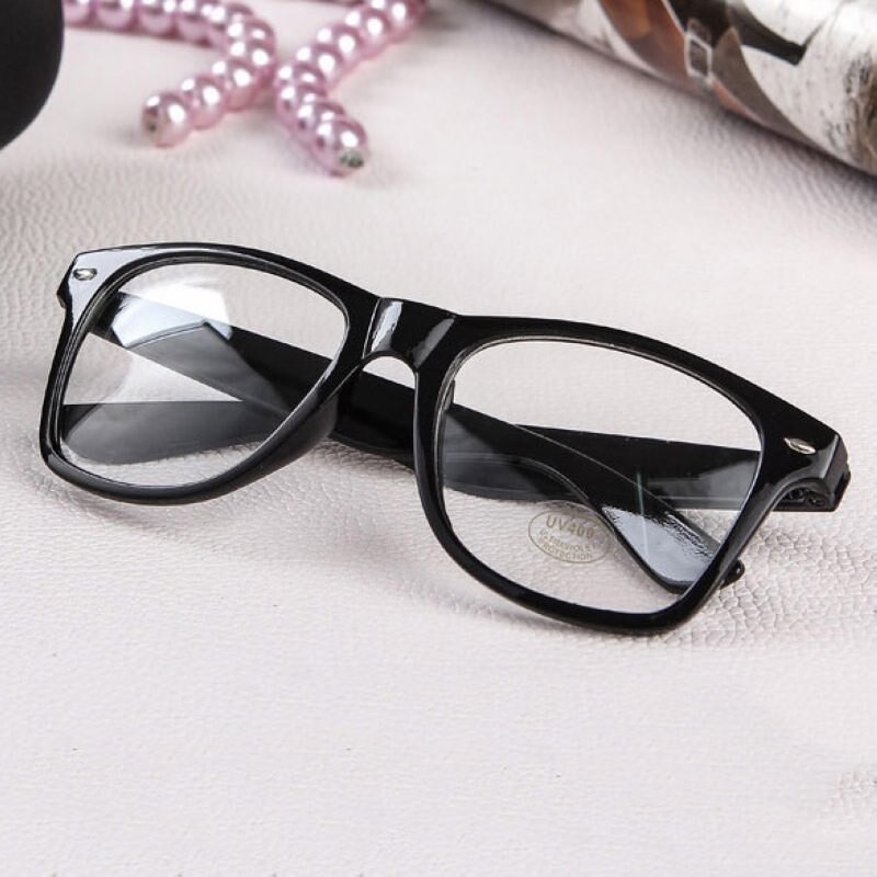 Mayitr 1pc Nerd Clear Glasses Clear Lens Geek Glasses 16 Colors Plain Mirror Plastic Full frame Eyeglasses Eyewear: black