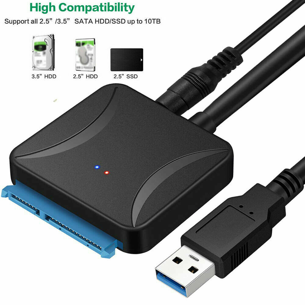 USB 3.0 To Sata Cable For SATA III 3.5 2.5 Inch External HDD SSD Hard Drive Easy Drive Cable DC5.5 12V 2A Power Adapter