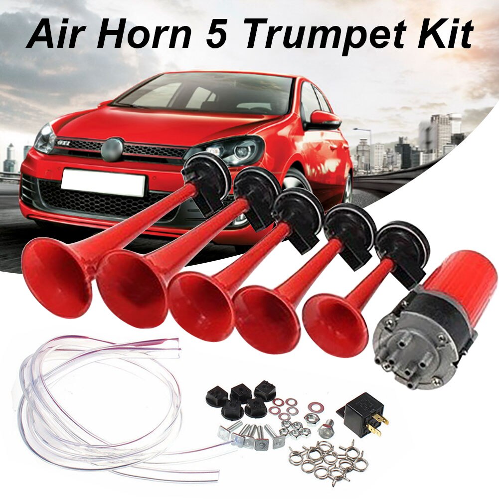 12-24V Red Air Horn Five Packed Musical Horn Kit Durable