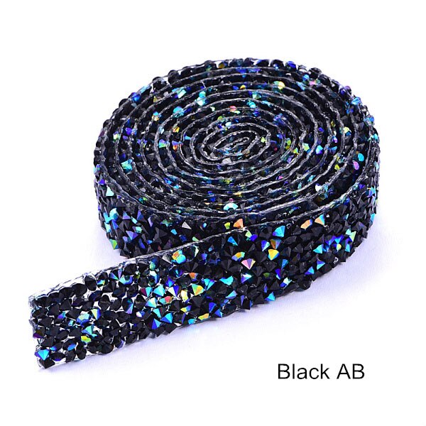 1 Yard/Lot Breedte 15 M Vele Kleuren Steentjes Banding Kristal Zilveren Steentjes Trim Banding Riem Rhinestones Trimmen Diy b3838: Black AB