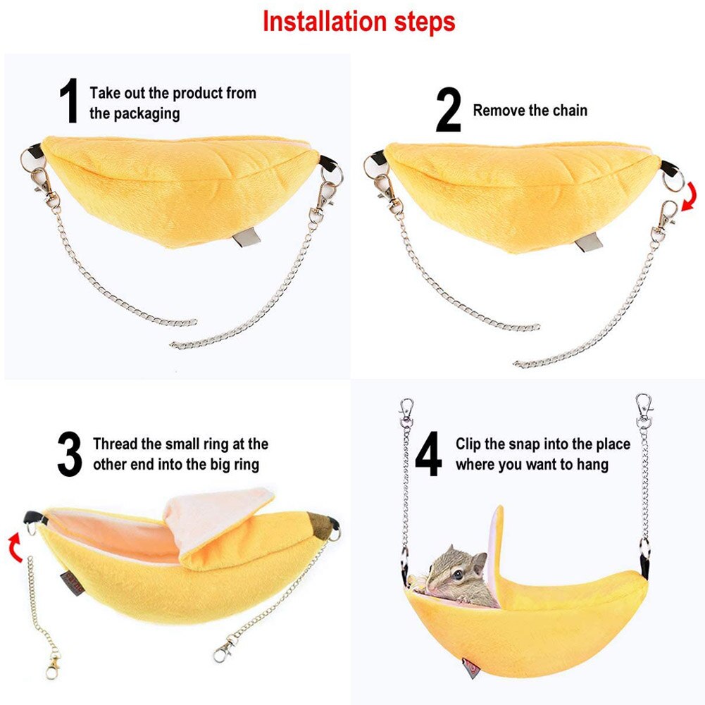 Small Animal Banana Hamster Bed House Hammock Warm Bed House Cage Nest Hamster Accessories for Sugar Glider Hamster Small Bird